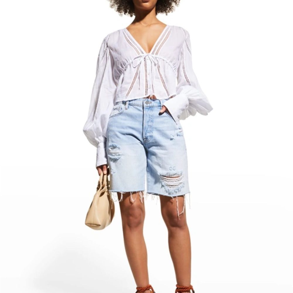 Frame X Revolve Le Slouch Bermuda Cutoff Short in Natoma, 30